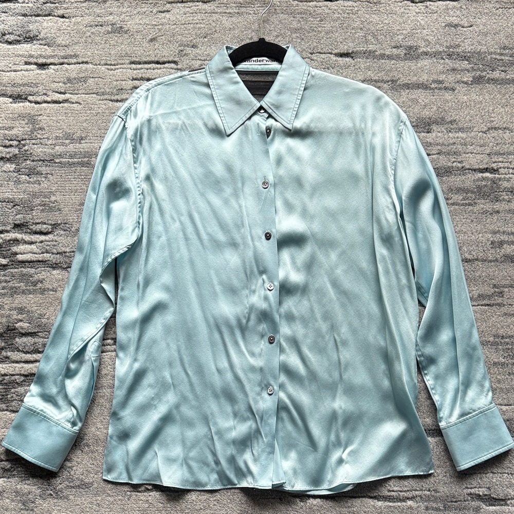 Alexander Wang Oversized Light Blue Silk Shirt